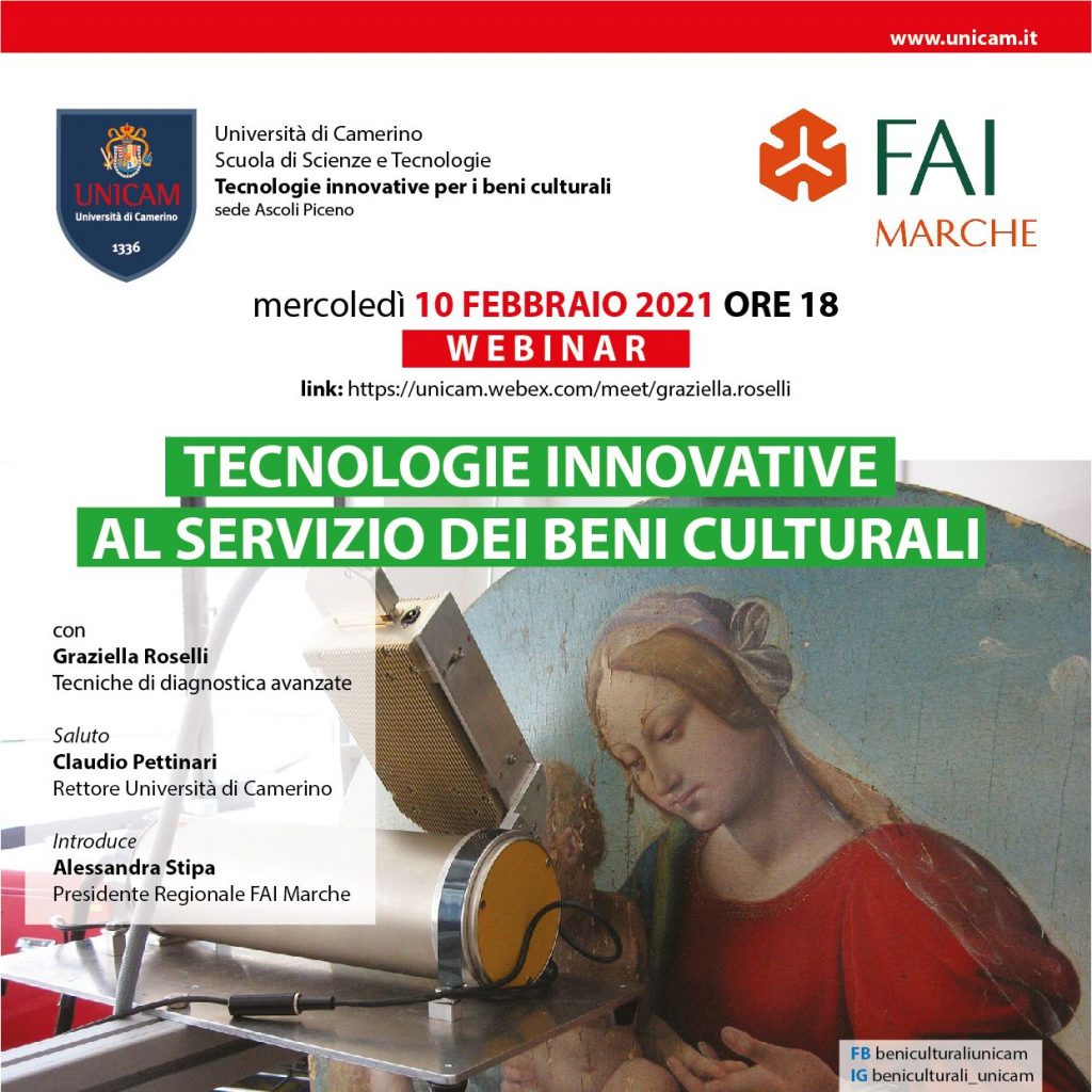 WEBINAR Tecnologie innovative al servizio dei beni culturali – 10 febbraio 2021 ore 18:00